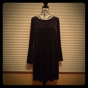Purple and black burnout damask dress
